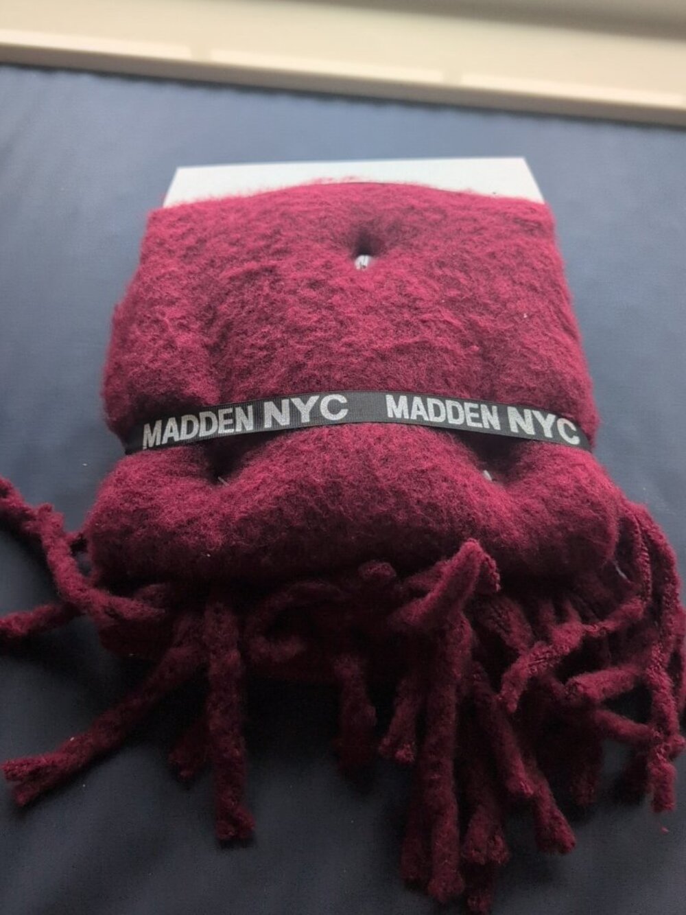 Madden NYC Women's Rhinestone Beanie and Scarf Gift Set, 2 Piece Burgundy (GAR) - Picture 5 of 5